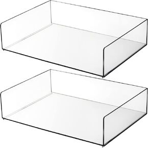 Elsjoy Set of 2 Acrylic Letter Tray, 2-Tier Stackable Paper Tray Clear Desktop File Organizer for Documents, Books, Magazine, Office, School