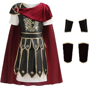 GRAJTCIN Kids Medieval Warrior Costume Halloween Roman Soldier Costume Historical Viking Gladiator Hercules Costume