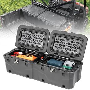 KEMIMOTO UTV Bed Box Tool Box 29GAL Compatible with Polaris Ranger 1000 / XP 1000 / CREW XP 1000 2018-2024, 110L Large Capacity Cargo Storage Box UTV Accessories