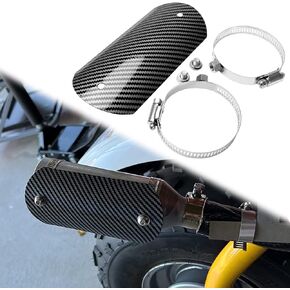 Motorcycle Exhaust Heat Shield: Universal Metal Steel Exhaust Muffler Pipe Heat Insulation Cover for Mini Bike, Cool Carbon Fiber Style