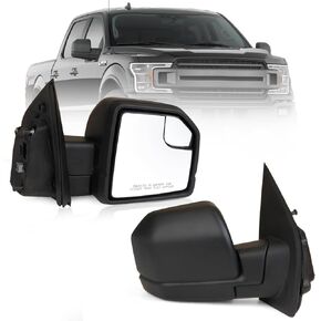 MITZONE F150 Passenger Side Rear View Mirror compatible with 2015-2020 Ford F-150 with Blind Spot Glass Power, 3-Pin Without Turn Signal Light, Non-Heated, Textured Black