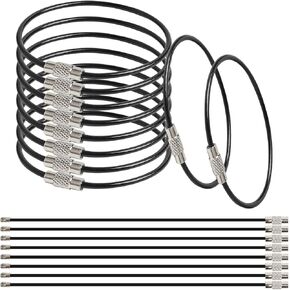 100 Pieces Cable Key Rings Wire Keychain Cable 6 in 2 mm Stainless Steel Wire Keychain Metal Wire Keychain for Keys, Tags,Transport,Office, Warehouse