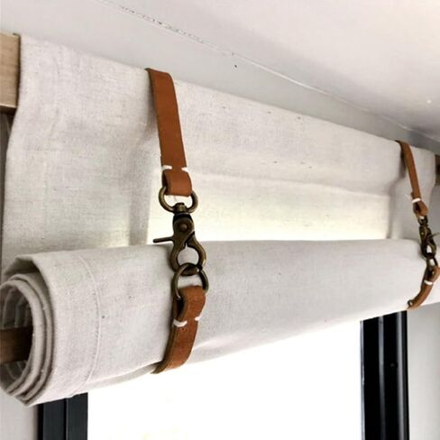 4 pcs Leather Curtain Tiebacks,Leather Curtain Rod Holder,Window Treatment Tie-Back for Home Offic Living Room Bedroom Curtain Buckle Decorative (Brown) in Saudi Arabia
