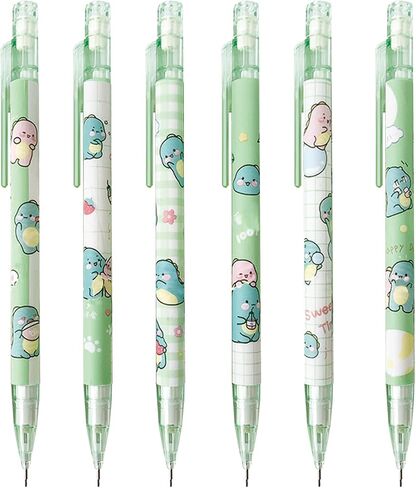 4 Pcs Cute Mechanical Pencils with Top Eraser 0.5mm Cartoon Animal Mechanical Pencil School Pencil for Kids Boy Girl Women (6pcs Animal) in Kuwait