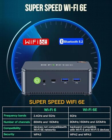 GMKtec Gaming Mini PC Windows 11 Pro AMD Ryzen 7 7735HS كمبيوتر صغير يصل إلى 4.75 جيجا هرتز 32 جيجا بايت DDR5 RAM 1 تيرابايت محرك الأقراص الصلبة PCIe SSD AMD Radeon 680M، 2 x HDMI، 1x USB4، 4X منافذ USB، WiFi 6، BT5.2 Nucbox K2 in Kuwait