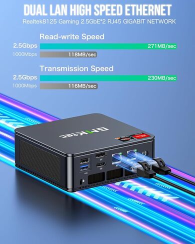 GMKtec Gaming Mini PC Windows 11 Pro AMD Ryzen 7 7735HS كمبيوتر صغير يصل إلى 4.75 جيجا هرتز 32 جيجا بايت DDR5 RAM 1 تيرابايت محرك الأقراص الصلبة PCIe SSD AMD Radeon 680M، 2 x HDMI، 1x USB4، 4X منافذ USB، WiFi 6، BT5.2 Nucbox K2 in Kuwait