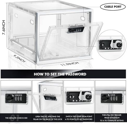 Lockable Large Medicine Storage Box for Safe Medication Refrigerator Lockable Food Storage Clear Lockable Storage Bin for Medicine, Snack Food and Home Safety in Kuwait