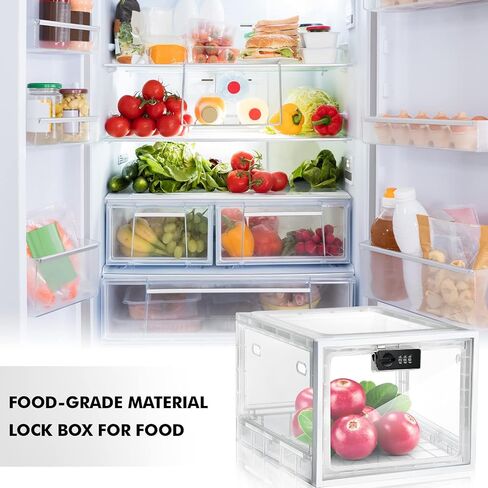Lockable Large Medicine Storage Box for Safe Medication Refrigerator Lockable Food Storage Clear Lockable Storage Bin for Medicine, Snack Food and Home Safety in Kuwait