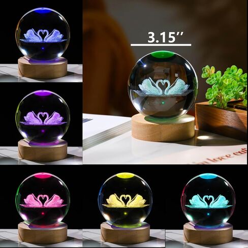 3D Swan Gifts for Women Crystals Ball 3.14'' - Swan Figurines Decor Glass Animals Figurine Swan Decor Stuff for Anniversary Birthday for Best Friend Swan Lovers Keepsake Paperweight in Saudi Arabia