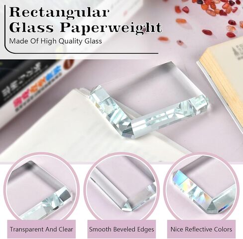 2 Pack Rectangular Glass Paperweight, Paperweight Decorative Blocks, Clear Glass Tiles for Crafts, Home Decoration, Ornaments Book, Maps in Kuwait