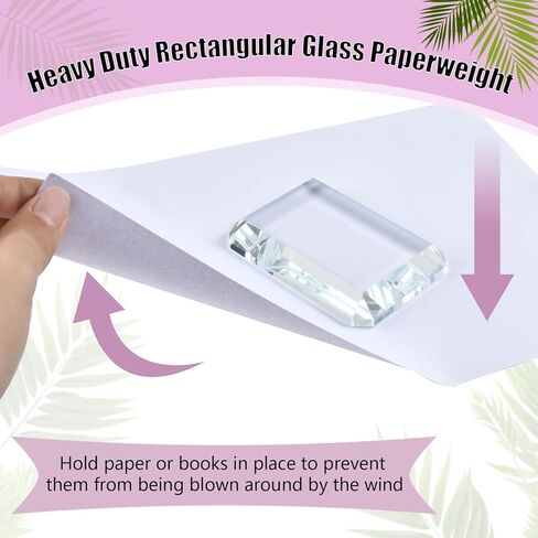 2 Pack Rectangular Glass Paperweight, Paperweight Decorative Blocks, Clear Glass Tiles for Crafts, Home Decoration, Ornaments Book, Maps in Kuwait