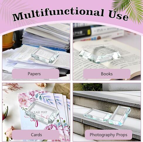 2 Pack Rectangular Glass Paperweight, Paperweight Decorative Blocks, Clear Glass Tiles for Crafts, Home Decoration, Ornaments Book, Maps in Kuwait