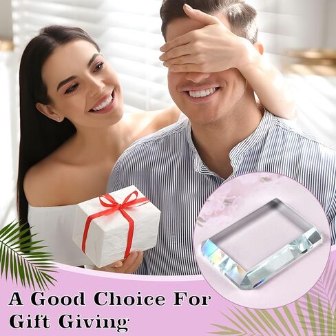 2 Pack Rectangular Glass Paperweight, Paperweight Decorative Blocks, Clear Glass Tiles for Crafts, Home Decoration, Ornaments Book, Maps in Kuwait