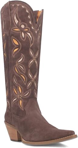 Dingo Womens Bandelera Embroidered Snip Toe Casual Boots Over the Knee Mid Heel 2-3" - Brown in Saudi Arabia