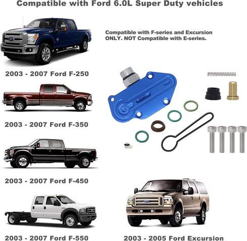 طقم زنبركي أزرق مع مبيت زنبركي خام، طقم منظم الوقود سريع التثبيت متوافق مع Ford 2003-2007 Excursion F250 F350 F450 F550 طقم زنبركي أزرق 6.0 استبدال Powerstroke # 3C3Z-9T517-AG in Kuwait