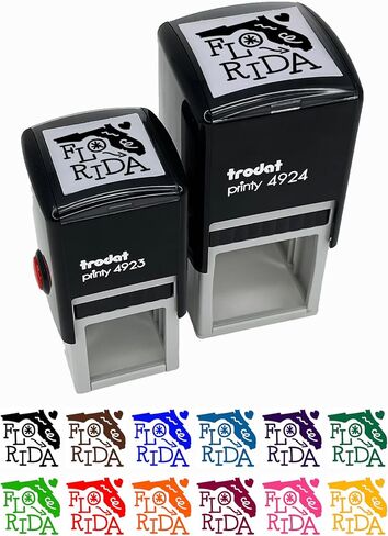 Florida State with Text Swirls Self-Inking Rubber Stamp Ink Stamper - 1 Inch Small - Black Ink in Saudi Arabia