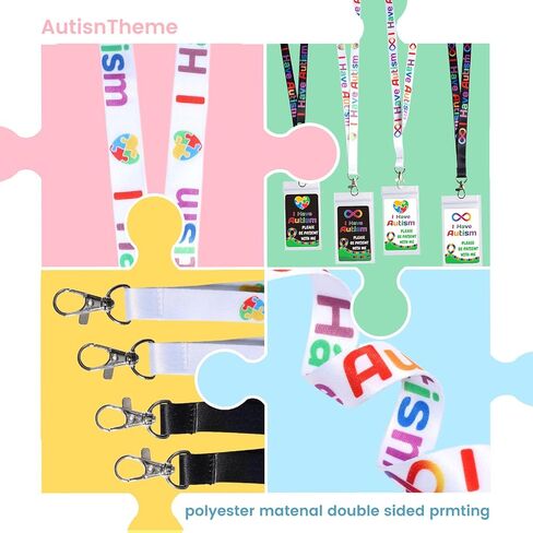2 pack Autism Alert Card, ADHD Awareness Autistic Emergency Contact Card with Autism Lanyards Waterproof Card Holder Pocket Insert PVC in Saudi Arabia