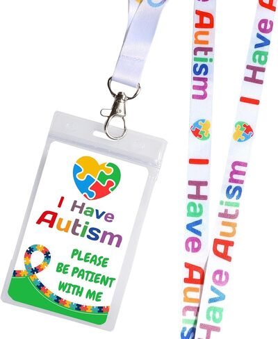 2 pack Autism Alert Card, ADHD Awareness Autistic Emergency Contact Card with Autism Lanyards Waterproof Card Holder Pocket Insert PVC in Saudi Arabia