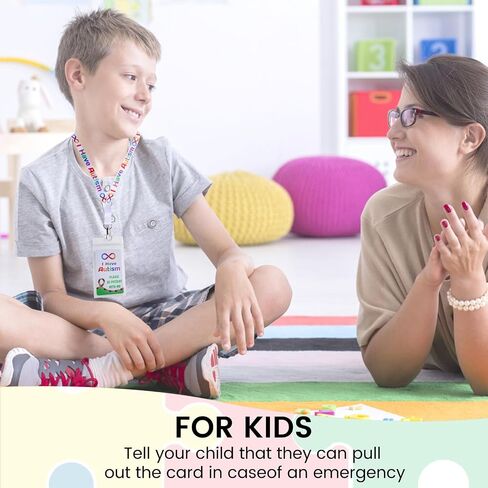 2 pack Autism Alert Card, ADHD Awareness Autistic Emergency Contact Card with Autism Lanyards Waterproof Card Holder Pocket Insert PVC in Saudi Arabia