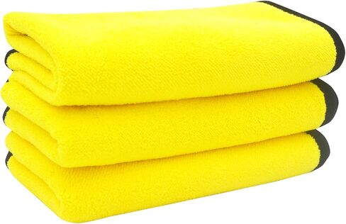 مجموعة مناشف غسيل السيارات من الألياف الدقيقة مكونة من 3 قطع، قطعة قماش سميكة للمسح على الوجهين مقاس 16 × 16 بوصة لمطبخ السيارة، ماصة وغير مبطنة، قطعة قماش تنظيف متعددة الأغراض خالية من العلامات المائية. in Kuwait