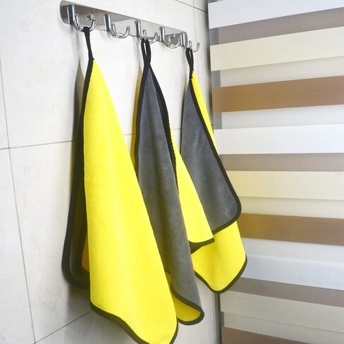 مجموعة مناشف غسيل السيارات من الألياف الدقيقة مكونة من 3 قطع، قطعة قماش سميكة للمسح على الوجهين مقاس 16 × 16 بوصة لمطبخ السيارة، ماصة وغير مبطنة، قطعة قماش تنظيف متعددة الأغراض خالية من العلامات المائية. in Kuwait