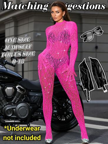 Women Sexy Lace Jumpsuit, Leopard Fishnet Bodysuit Dancer Glow Rave Outfits, One Piece Mesh Full Rhinestone Lingerie in Saudi Arabia