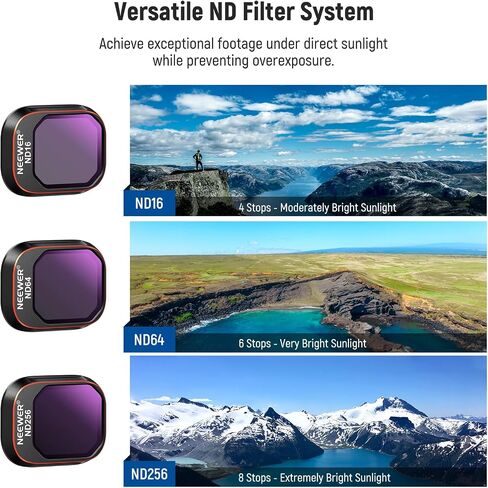 مجموعة مرشحات NEEWER ND & CPL متوافقة مع DJI Mini 4 Pro، 8 عبوات من الأشعة فوق البنفسجية CPL ND8 ND16 ND32 ND64 ND128 ND256 CPL Polarizer فلاتر عدسة بدون طيار ذات كثافة محايدة، زجاج بصري عالي الدقة متعدد الطبقات / إطار من الألومنيوم in Kuwait