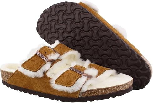 Birkenstock Arizona Fur Unisex Shoes Size 11, Color: Mink in Saudi Arabia