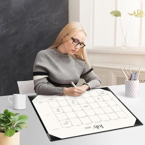 Large Desk Calendar 2024-2025 with Desk Mat, Desktop Calendar 18 Monthly Runs From Jul 2024 to Dec 2025, Desk Pad Calendar 22 x 17 Inch Perfect for Planning, Organizing, and Scheduling Your Life (Black) in Saudi Arabia