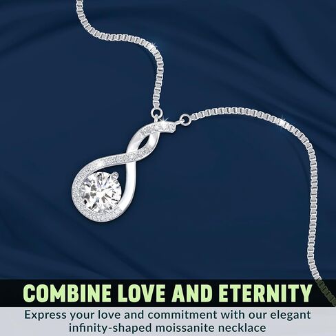 Platinum Plated Silver 1CT Moissanite Pendant Necklace Gift for Women Heart Necklace Gift for Her in Saudi Arabia