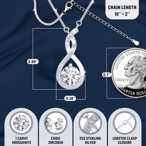 قلادة من الفضة المطلية بالبلاتينيوم 1 قيراط مويسانيتي هدية للنساء قلادة على شكل قلب هدية لها in Kuwait