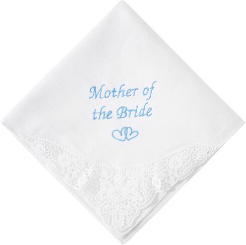 Something Blue Wedding Handkerchiefs, Mother of Bride Gift, Mother of Groom Gift, Embroidered Handkerchief Gift From Daughter in Kuwait