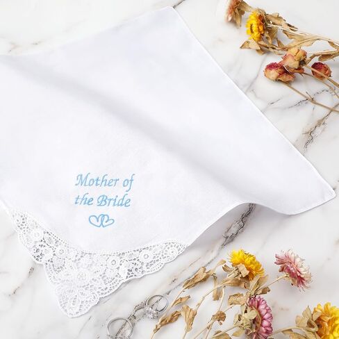 Something Blue Wedding Handkerchiefs, Mother of Bride Gift, Mother of Groom Gift, Embroidered Handkerchief Gift From Daughter in Kuwait