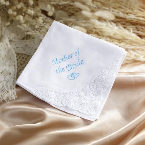 Something Blue Wedding Handkerchiefs, Mother of Bride Gift, Mother of Groom Gift, Embroidered Handkerchief Gift From Daughter in Kuwait