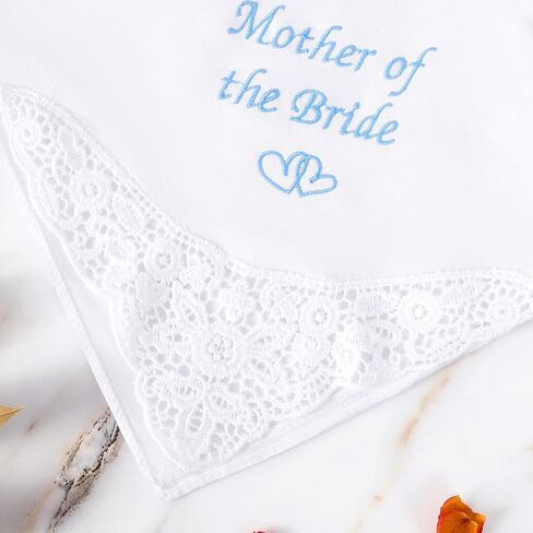 Something Blue Wedding Handkerchiefs, Mother of Bride Gift, Mother of Groom Gift, Embroidered Handkerchief Gift From Daughter in Kuwait