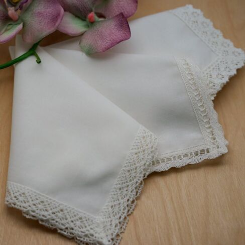 Ivory Wedding Bridal Ladies Cotton Lace Handkerchiefs Hankie Hanky- Set of 3 in Saudi Arabia