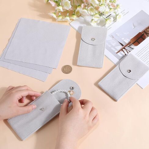 Beebeecraft 3 Sets Rectangle Velvet Single Watch Storage Bags Gray Travel Case for Women and Men Organizer Protective Watch Box Pouch in Saudi Arabia