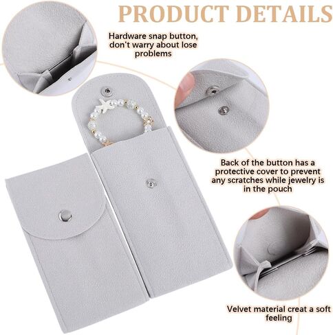 Beebeecraft 3 Sets Rectangle Velvet Single Watch Storage Bags Gray Travel Case for Women and Men Organizer Protective Watch Box Pouch in Saudi Arabia