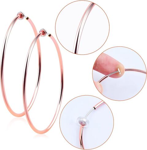 4 Pairs Clip On Hoop Earrings Brass Circle Fake Hoop Spring Earring Clips and 4 Pairs Anti-Pain Earring Pads for Women Non-Pierced Ears, 4 Sizes in Saudi Arabia