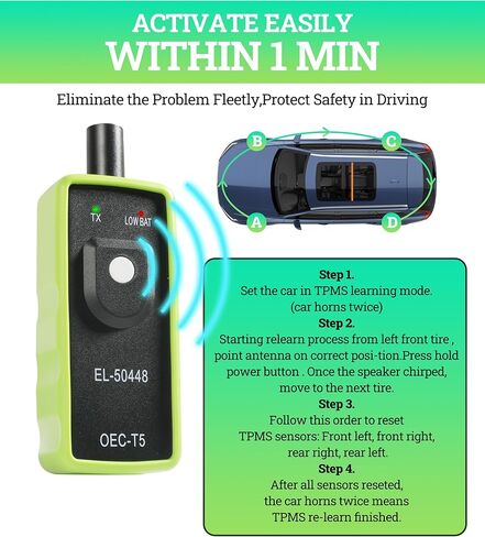 أداة إعادة تعلم GM Tpms، ملحقات السيارة 2 في 1 مبرمج مستشعر الإطارات، أداة برمجة TPMS العالمية، أداة إعادة تعلم TPMS، Super EL50448، أداة إعادة تعيين TPMS إصدار 2023 لمركبات سلسلة GM in Kuwait