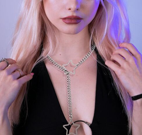 Heart O-ring Slip Necklace for women Punk Gothic Cuban Cat Star Necklace Adjustable Lariat Y-Necklace Goth Choker Jewelry Gift in Saudi Arabia