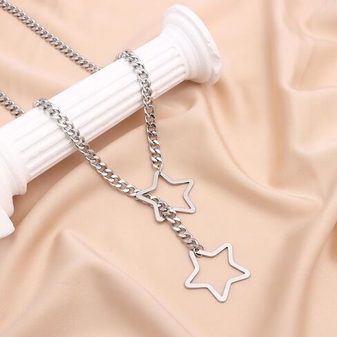 Heart O-ring Slip Necklace for women Punk Gothic Cuban Cat Star Necklace Adjustable Lariat Y-Necklace Goth Choker Jewelry Gift in Saudi Arabia
