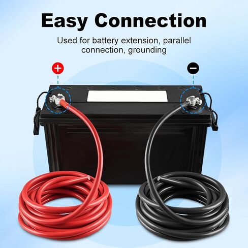 سلك كابل بطارية WATERWICH 4 قياس 4 AWG 25FT كابلات لحام اتصال مثالي لسفينة قارب صغير يخت RV شاحنة تخييم سيارة (1 أسود و1 أحمر) in Kuwait