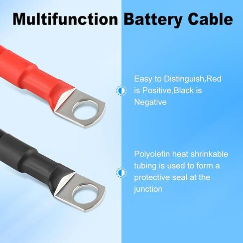 سلك كابل بطارية WATERWICH 4 قياس 4 AWG 25FT كابلات لحام اتصال مثالي لسفينة قارب صغير يخت RV شاحنة تخييم سيارة (1 أسود و1 أحمر) in Kuwait
