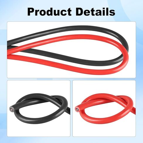 سلك كابل بطارية WATERWICH 4 قياس 4 AWG 25FT كابلات لحام اتصال مثالي لسفينة قارب صغير يخت RV شاحنة تخييم سيارة (1 أسود و1 أحمر) in Kuwait