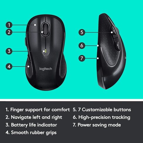 Logitech M510 Wireless Computer Mouse – Comfortable Shape with USB Unifying Receiver, with Back/Forward Buttons and Side-to-Side Scrolling, Blue in Saudi Arabia