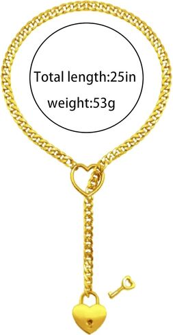 Heart Slip Chain Necklace for Women O-Ring Punk Cuban Necklace Chunky Heart Pendant Necklace Y-Lariat Necklace Long Necklace Heart Lock With Key Necklace Fashion Jewelry Gifts in Saudi Arabia
