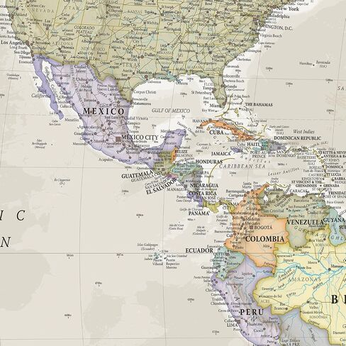 Maps International - Giant World Map Mural - Mega-Map Of The World Wallpaper - 91 x 62 - Classic colours in Saudi Arabia