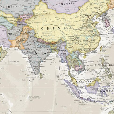 Maps International - Giant World Map Mural - Mega-Map Of The World Wallpaper - 91 x 62 - Classic colours in Saudi Arabia