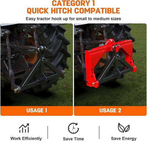 3 Point Trailer Hitch 2" Receiver Quick Hitch Compatible with Category 1 Tractors(Black), Heavy Duty Tractor Drawbar Hitch Adapter Compatible with BX, Kubota, John Deere, NorTrac, Kioti, Yanmar in Saudi Arabia